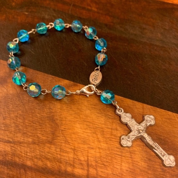 Swarovski Crystal Rosary Bracelet in AB Topaz - Picture 5 of 6